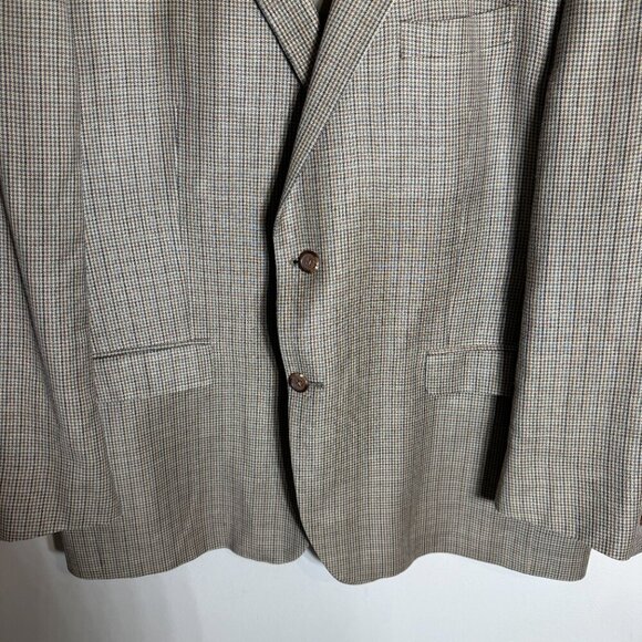 Lauren Ralph Lauren Silk Wool Plaid Sport Coat Dinner Jacket Blazer Mens 48R Tan - Picture 8 of 14